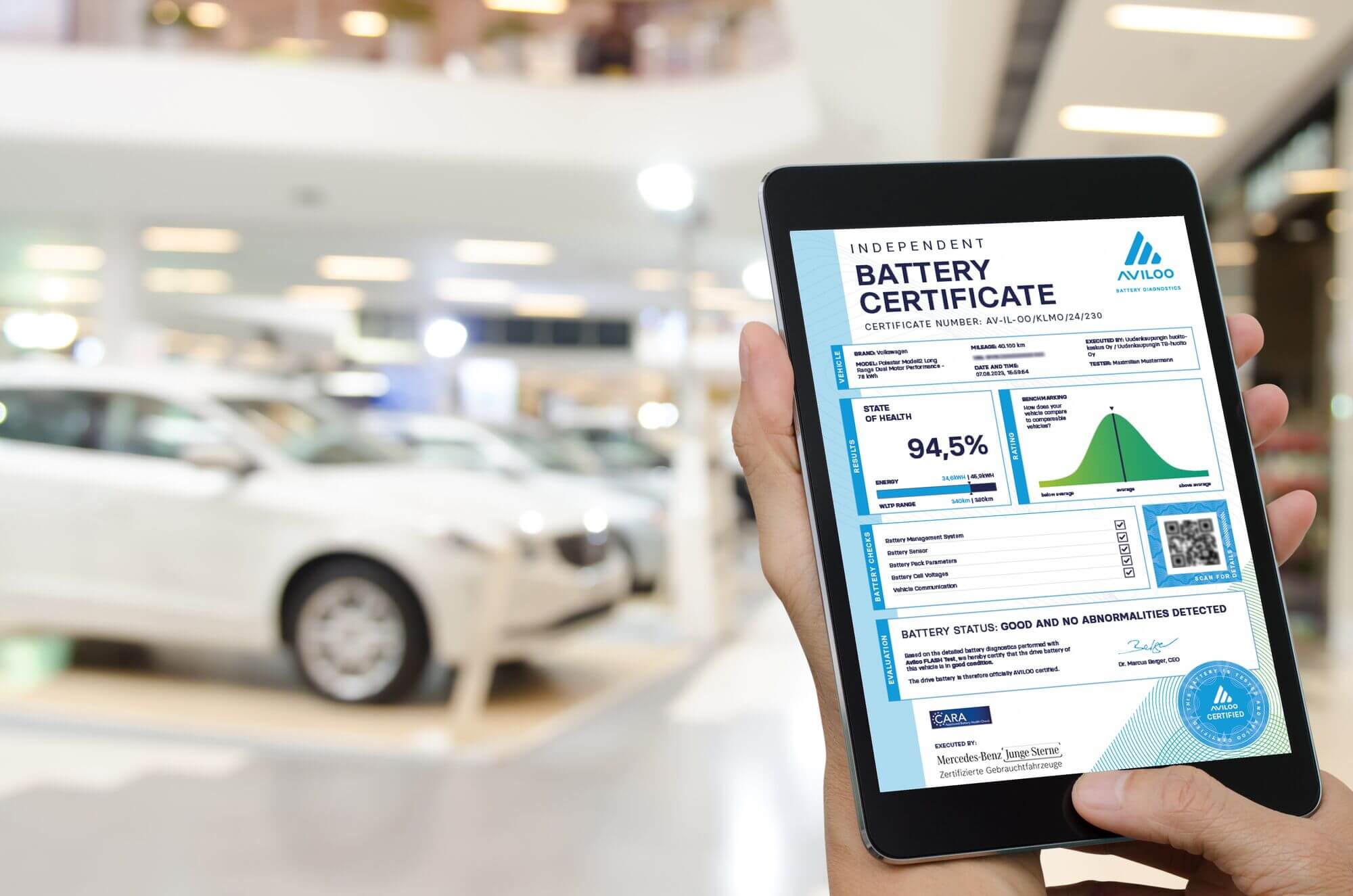 Certificate on tablet